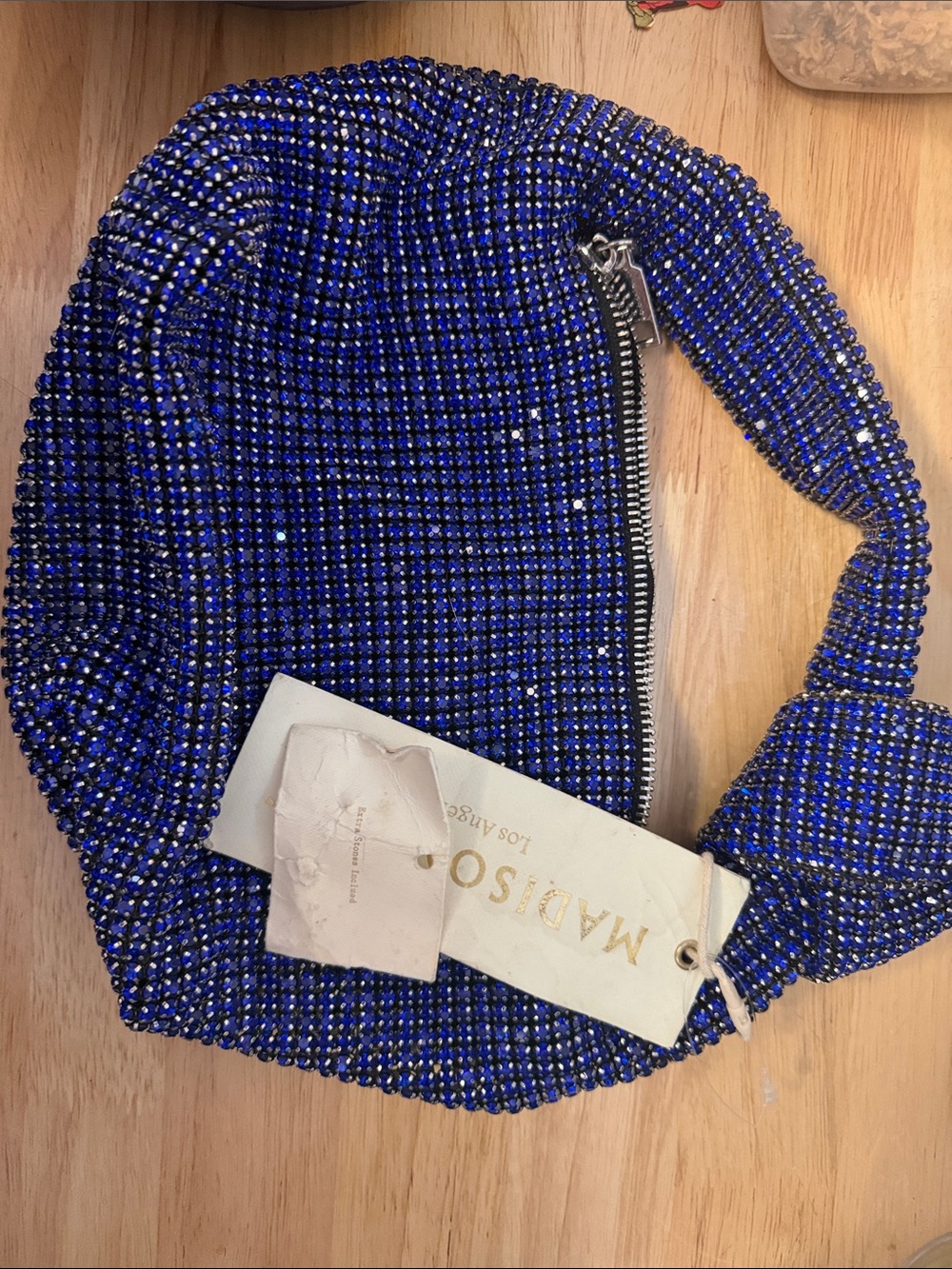Madison West Royal Blue Crystal Mini Hobo Bag